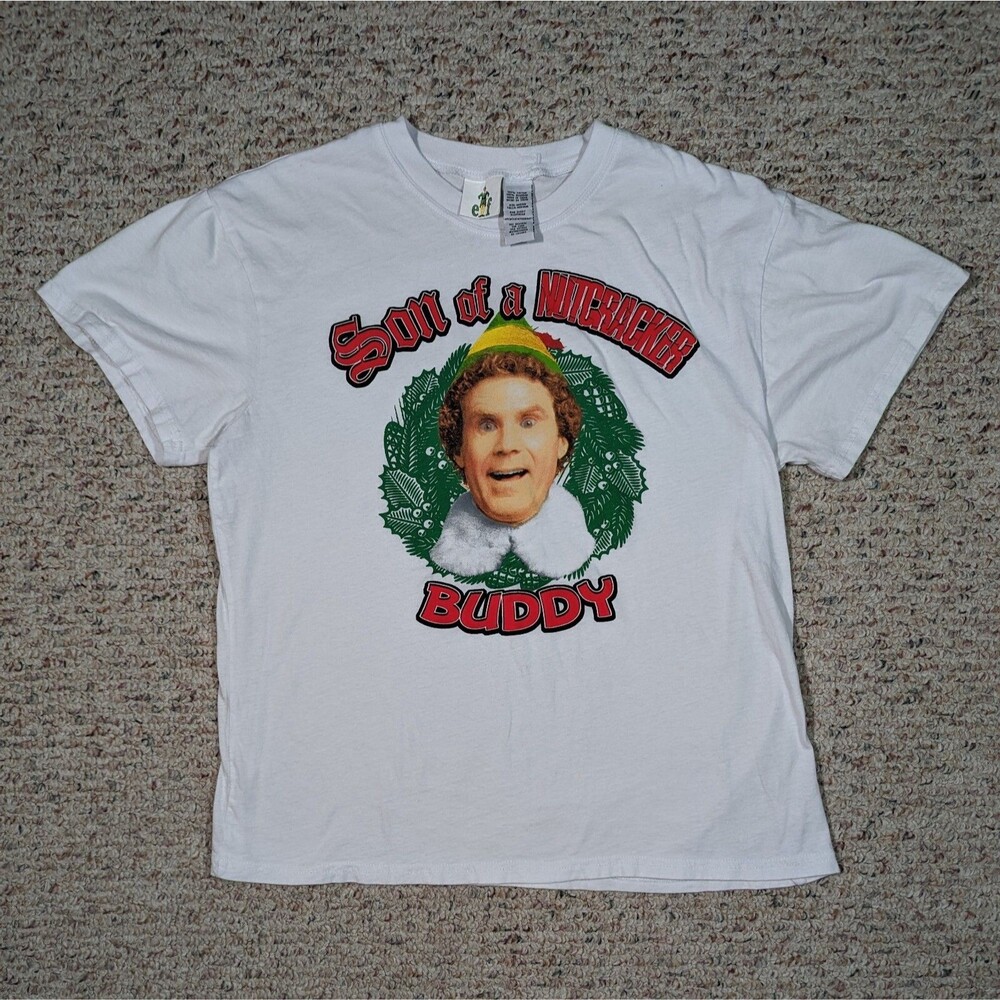 Elf Movie T-Shirt Son Of A Nutcracker Buddy White Size MEDIUM Christmas TEE